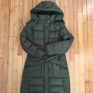 Olive Burberry Brit Down Winter Coat
